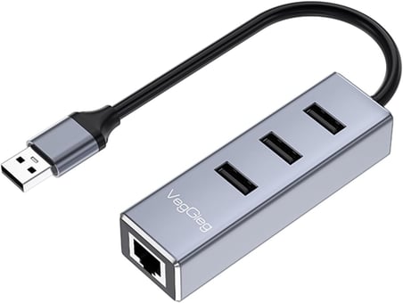 USB 2.0 to 100Mbps Ethernet Çevirici ve 3 Portlu USB Hub Çoklayıcı