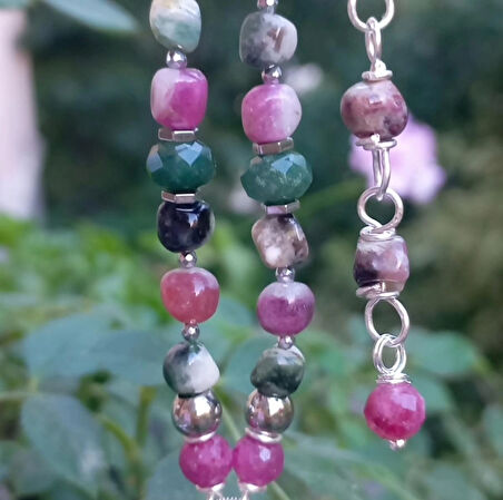 2343 Druze kök Yakut Turmalin Akik el yapımı kolye