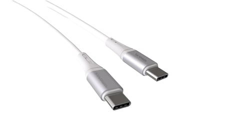 Wahoo Type C-C 60Watt PD Hızlı Şarj Kablosu, iPhone 15/16/17 ve Andoid İçin, Beyaz/Gümüş Alüminyum (100 CM)