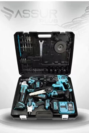 @ssur Profesyonel 21v Akülü 5 li Set Kırıcı Delici Hilti Taşlama Somun Sıkma Akülü Vidalama Budama Testere