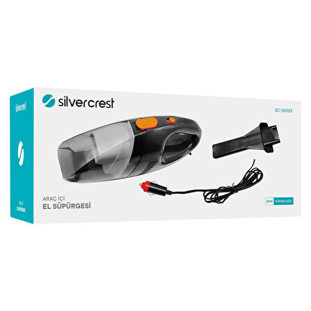 Silver Crest SC-S2023 Siyah 80W 5m 27 Telli Fuul Bakır Kablolu Araç Içi El Süpürgesi