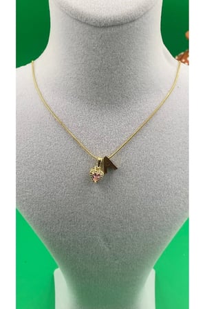 14K Altın Renginde A Harf Pembe Kalpli Minimal Çelik Kadın Kolye