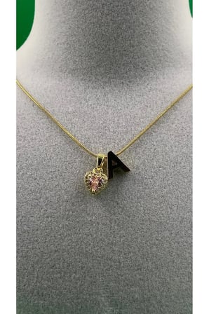 14K Altın Renginde A Harf Pembe Kalpli Minimal Çelik Kadın Kolye