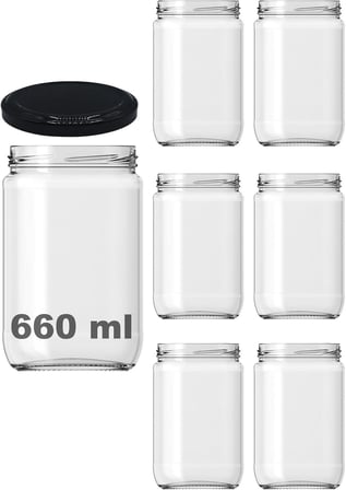 10-1000 ml Farklı Boyutlarda Kavanoz (10-1000 Arası) cc Konserve Metal Kapaklı Cam Kavanoz 6 Adet (Şeffaf, 300 cc)