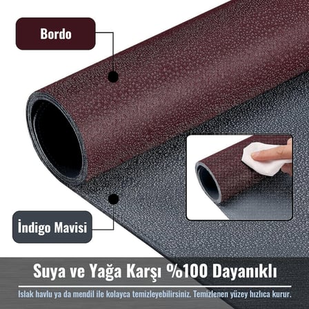 Klasse Çift Renk Dikişli PU Deri Masa Matı 80x40 Cm Mousepad, Su Geçirmez Masa Sümeni, Çift Taraflı Kullanım, Dizüstü Bilgisayar/Ofis/Ev için, Kaymaz Taban (Bordo Ve İndigo Mavisi)