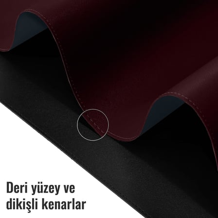 Klasse Çift Renk Dikişli PU Deri Masa Matı 80x40 Cm Mousepad, Su Geçirmez Masa Sümeni, Çift Taraflı Kullanım, Dizüstü Bilgisayar/Ofis/Ev için, Kaymaz Taban (Bordo Ve İndigo Mavisi)