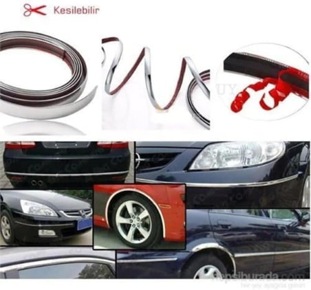 Tiger Marketing 18 Mm 3d 5 Metre Dekoratif Krom Nikelaj Şerit Çıta Panjur Kalın Şerit ile uyumlu