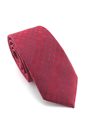  Kırmızı Bordo Desenli Slim Kravat