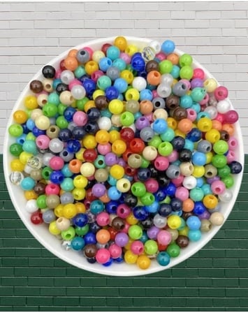 Flea Market 6Mm Karışık Renk Plastik Boncuk (300 Adet) Dekor/Takı/Kuzu Boncuğu - Plastik-6Mm-Tb