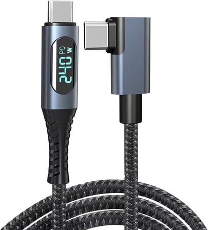 USB 4 Kablo, Thunderbolt Kablo için Dik Açı PD 240 W Çift Destekler 8K HD Ekran USB C Kablosu 8K@60Hz 40Gbps Veri Aktarımı (1Metre/4ft) ZR849