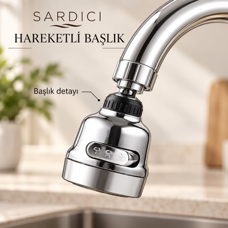 Sardıcı Akış 3 Modlu Oynar Başlıklı Mutfak Bataryası Pirinç Gövde 40 cm Flexli 5 Yıl Garantili