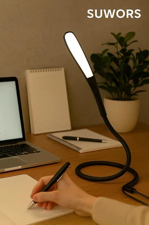 USB LED Masa Lambası – 14 Ledli, 3 Kademeli Dokunmatik Işık, Esnek Boyunlu Kitap Okuma &amp; Çalışma Lambası