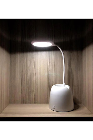 Şarjlı Kalemlikli Telefon Tutuculu Led Masa Lambası