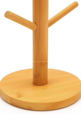 Ahşap Bambu Kupa Bardak Askısı 6'lı Stand Doğal Mutfak Tezgahı İçin Kupa Standı Bardak Tutucu Modern Dekoratif Dayanıklı Kolay Kurulumlu Organizer (Yuvarlak)