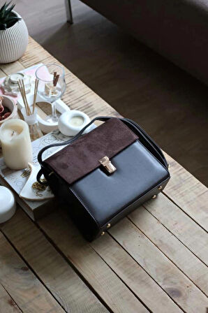 acı kahve süet kapak detaylı ayarlanabilir askılı omuz çantası