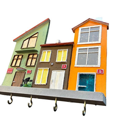 Bizim Sokak El Yapımı Ahşap Anahtarlık