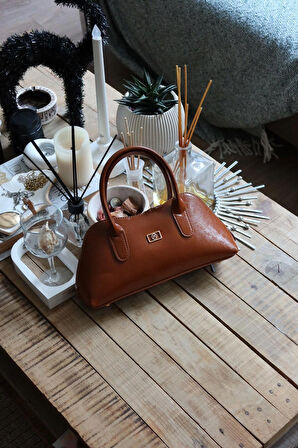 taba parlak çift fermuar detaylı el omuz çantası