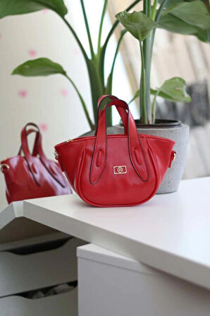  Kırmızı Tutma Saplı Pouch El Çantası