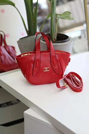  Kırmızı Tutma Saplı Pouch El Çantası