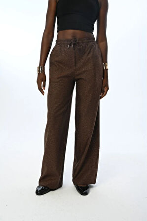 KADIN BELİ LASTİKLİ BOL PAÇA İNCE SİMLİ DÜZ RENK PANTOLON