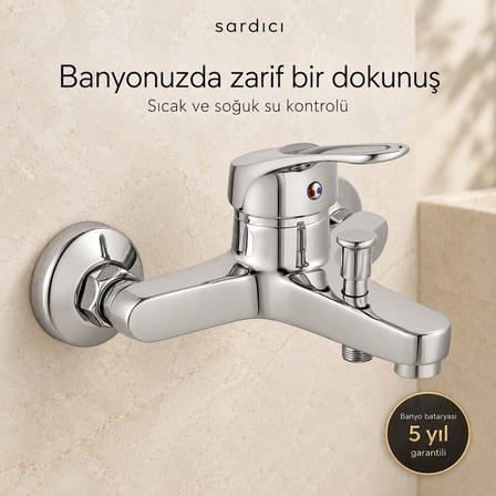Sardıcı Krom Banyo Bataryası Seti Kare El Duşu 150 cm Spiral ve Dirsek Takımı 5 Yıl Garantili