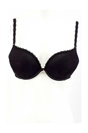 Kadın Siyah Dantelli Çift Destek Sütyen