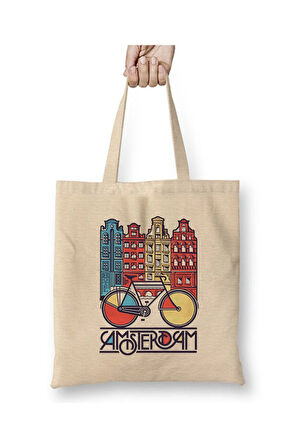 Amsterdam Hollanda Bez Çanta Uzun Saplı Alışveriş Çantası Plaj Çantası