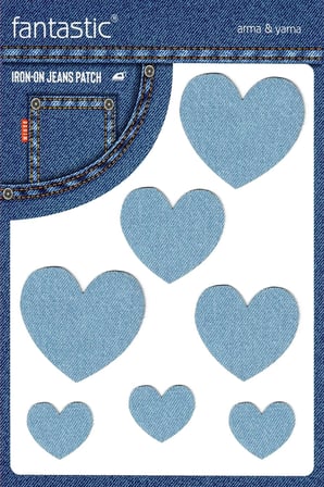 Ütü Ile Yapışan Kot Arma Patch Kot Yaması, Denim, Jeans Onarım &amp; Dekoratif amaçlı Kalp (Buz Mavi)