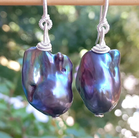 2345 Gümüş(925) aparatlı üst kalite doğal İnci el yapımı küpe