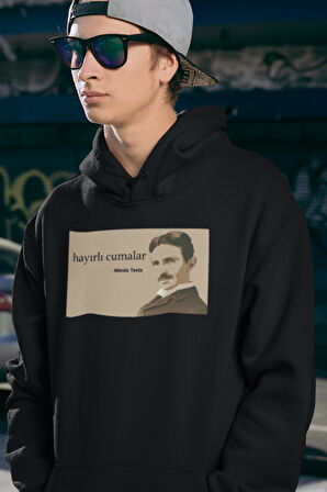 Nikolla Teslla Baskılı Unisex Oversize Hoodie