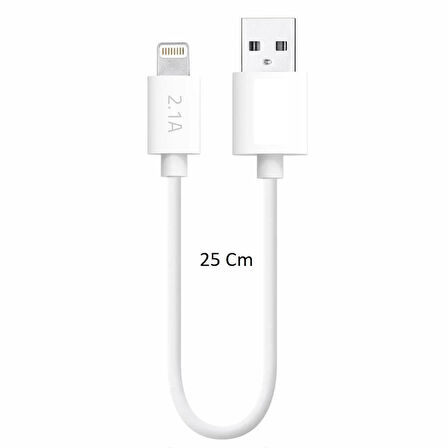 Lightning To Usb Şarj Kablosu 2.1A 25cm Apple İphone 5 6 7 8 X Pro Uyumlu Powerbank Şarz Aksesuarı