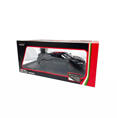 Miniauto 1:24 Ölçek Metal Araba – Siyah Spor Otomobil (Açılabilir Kapaklı)