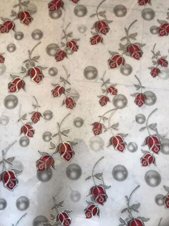 polset Şeffaf Desenli Masa Örtüsü 80cm X 150cm 1.8mm Pvc Masa Örtüsü Koruyucu