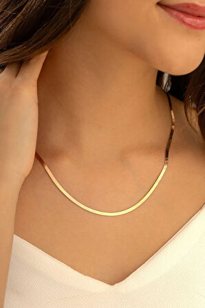 Italyan Yassı Kadın Gümüş Kolye