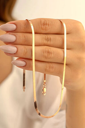 Italyan Yassı Kadın Gümüş Kolye