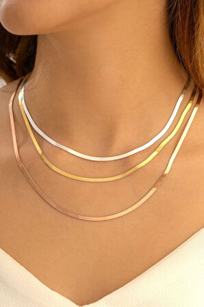 Italyan Yassı Kadın Gümüş Kolye