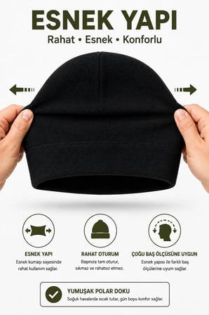 Polar Bere Unisex Kışlık Sıcak Tutan Yumuşak Polar Kumaş Outdoor Kamp Trekking Günlük Kullanım Bere