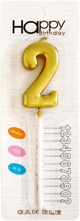 2 Yaş Gold Rakam Mum Altın Renk Doğum Günü Pasta Mumu 12 cm
