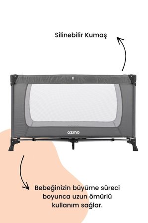 Ozmo Aura Oyun Parkı 70x120 Cm + YATAKLI Gri