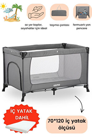 Ozmo Aura Oyun Parkı 70x120 Cm + YATAKLI Gri