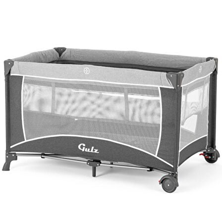 Gulz Raftel Oyun Parkı Bebek Beşik 70x120 Cm + Pamuk Yatak Dark Grey