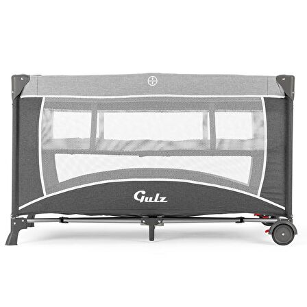 Gulz Raftel Oyun Parkı Bebek Beşik 70x120 Cm + Pamuk Yatak Dark Grey