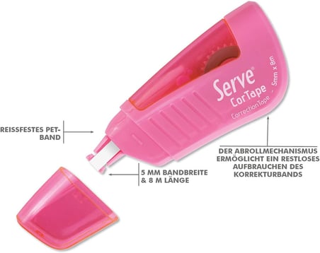 Cortape Şerit Silici 5 mm*8Mt Şeker Pembesi Tekli Blister
