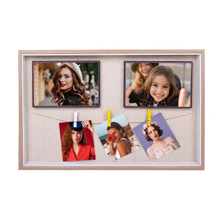 Ahşap İpli Mandallı Fotoğraf Çerçeve – 27 × 42 cm Kişiye Özel Fotoğraf Baskısı Dahil