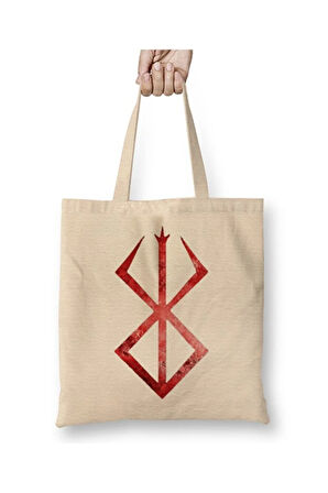 Berserk Anime Logo Bez Çanta Uzun Saplı Alışveriş Çantası Plaj Çantası