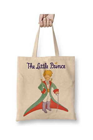 Küçük Prens Le Petit Prince Beyaz Bez Çanta Uzun Saplı Alışveriş Çantası Plaj Çantası