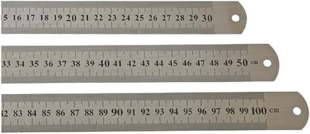 Tuhafiyecimiz Çelik Cetvel Seti, Düz Metal Cetvel 3 ADET (30-50-100 cm) Metalik