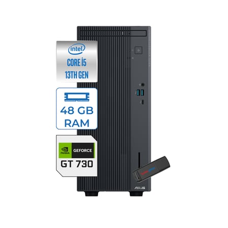 Asus Expertcenter P500MV Intel Core İ5-13420H 48GB Ddr5 4tb SSD WIN11HOME 4GB/GT730 Minitower Masaüstübilgisayar WD5136216512B0DH20+ZETTAUSBBELLEK