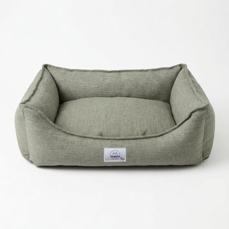 Vanilla Dokuma Kumaş Kedi &amp; Köpek Yatağı – Çıkarılabilir İç Minderli, Kaydırmaz Tabanlı, Boncuk Elyaf Dolgulu (Açık Yeşil, Large)