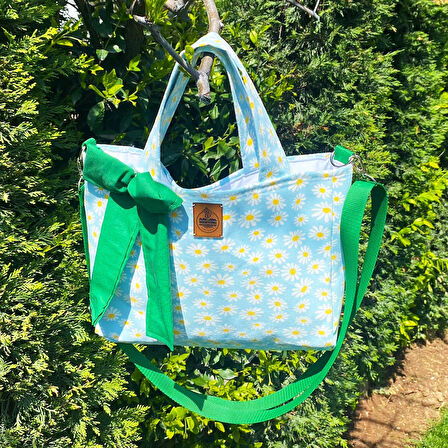 Yazın Taze Dokunuşu Woodycord Papatyalı Tote Bag